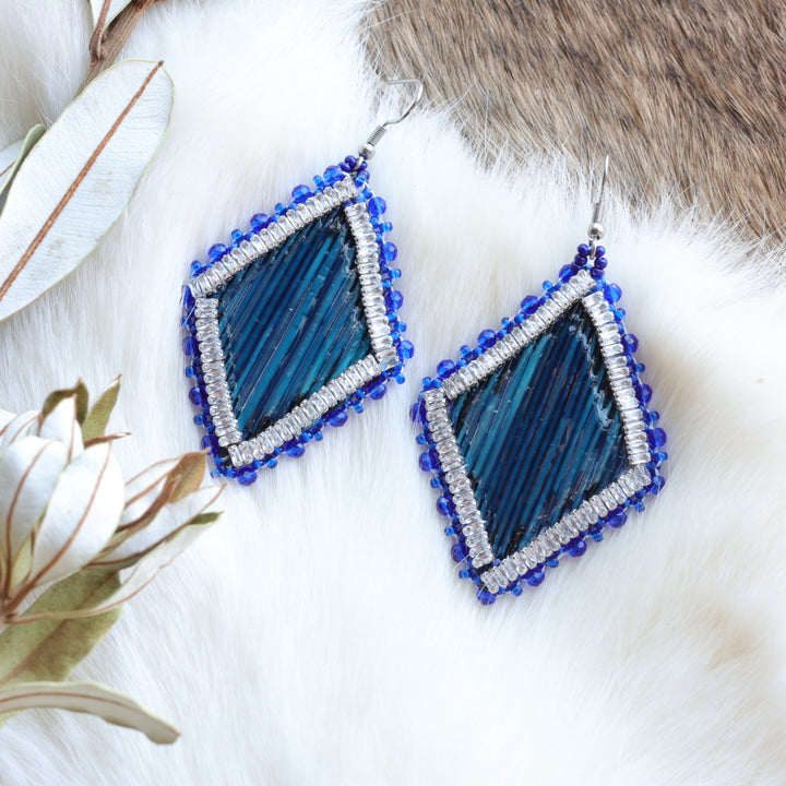 Pieces of Work by Mercedes Porcupine Quill Diamond Drop Earrings