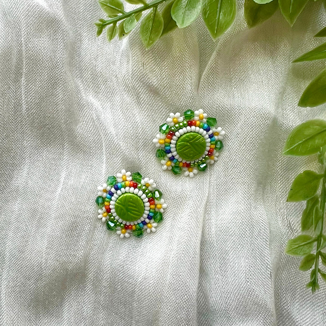 Prairie Beads Small Floral Beaded Earrings
