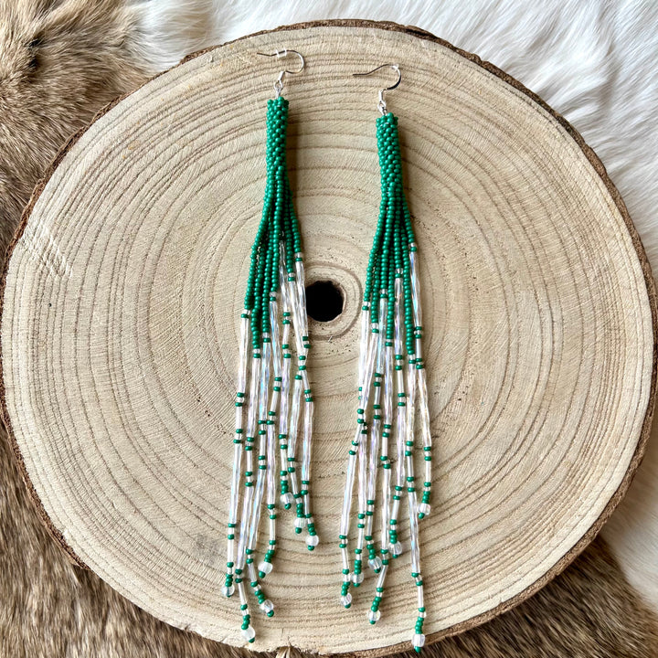 Lillian S. Extra Long Cylindrical Beaded Fringe Earrings