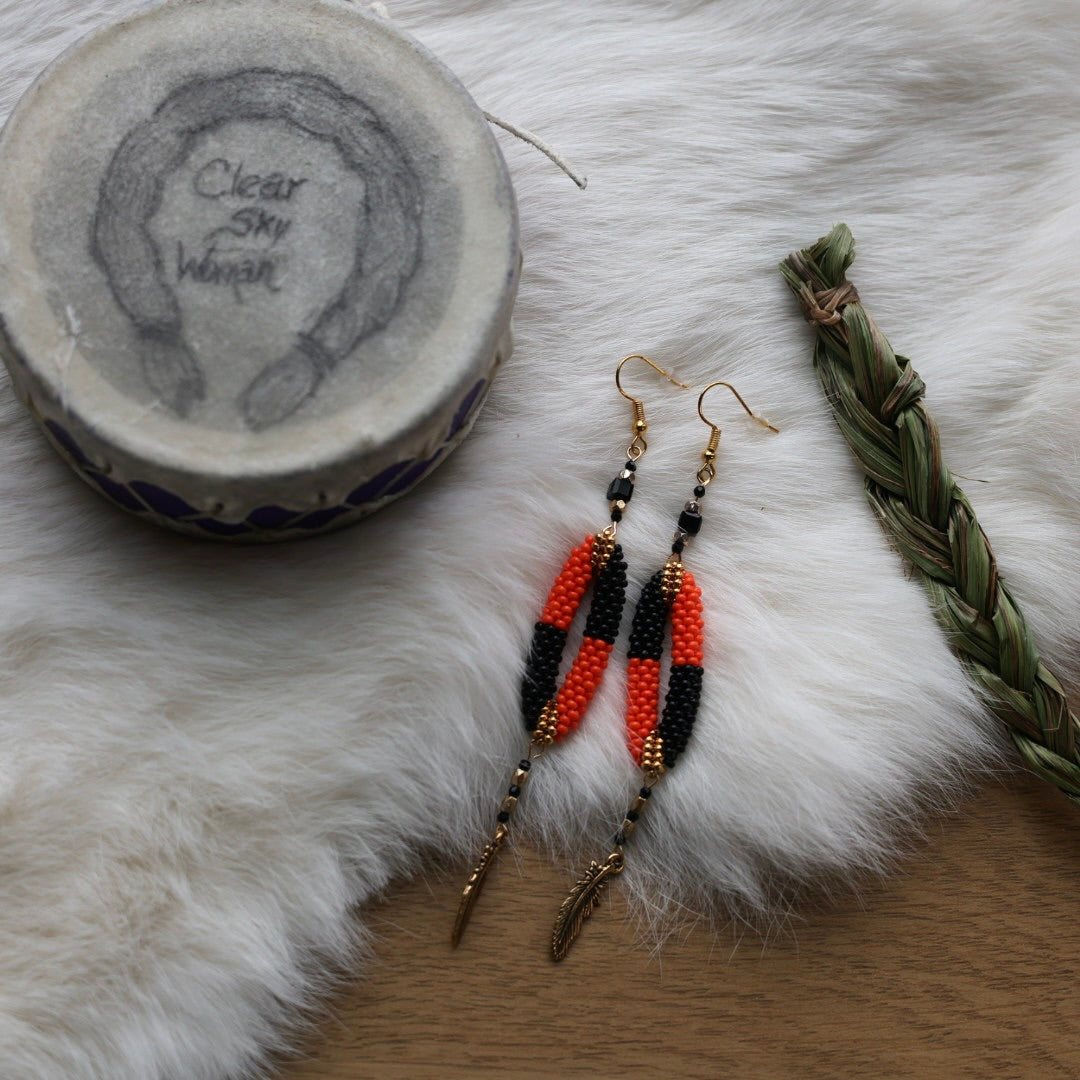 Clear Sky Woman Large Peyote Looped Earrings