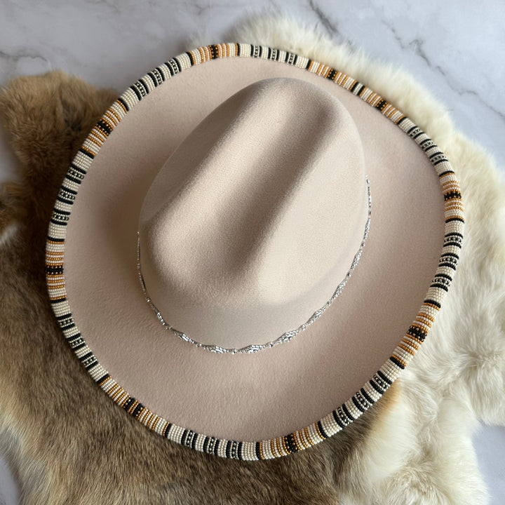 Shelley M Tan Beaded Brim Cowboy Hat