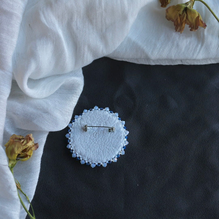 Beth Rose Designs Blue Floral Beaded Brooch