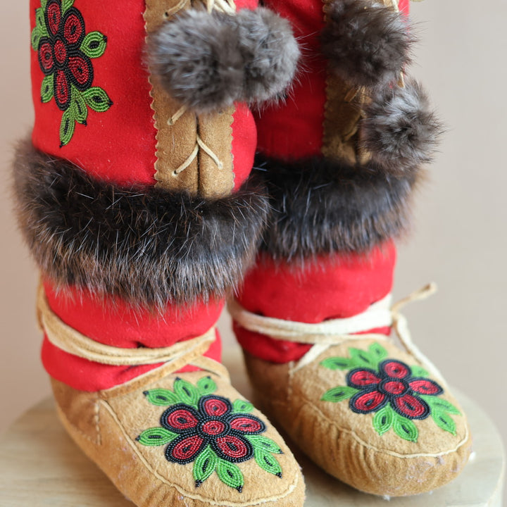 Emily J. Handmade Felt Mukluks with Beaver Pelt Accent