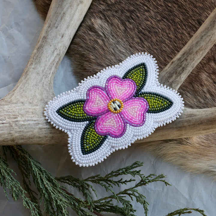 Keegan W. Pink Floral Beaded Hair Clip