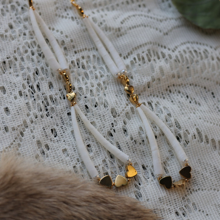 Prairie Sage Beadwork Looping 2 Tiered Dentalium Drop Earrings