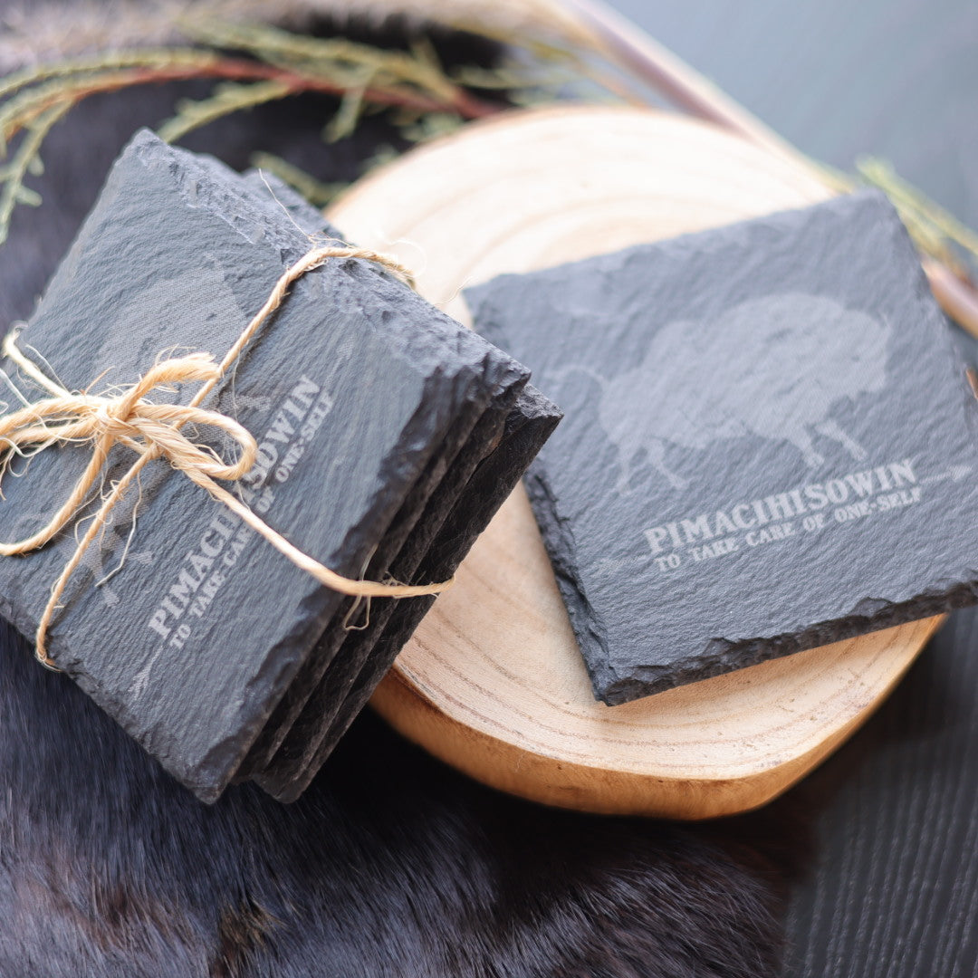 Pimâcihisowin Engraved Stone Coaster Set