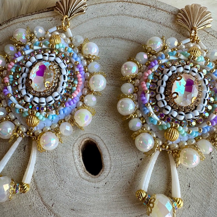 Kristina Cardinal Beaded Pastel Earrings