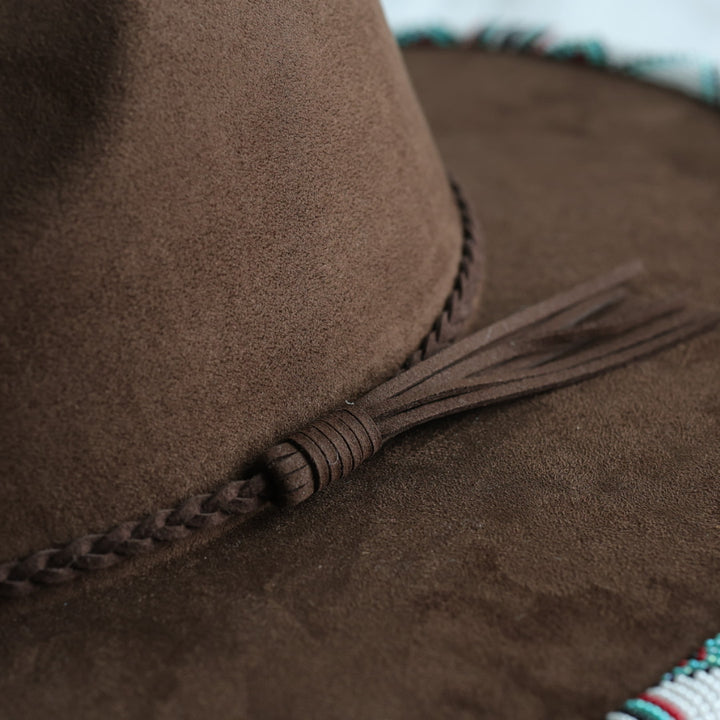 Shelley M. Brown Beaded Brim Fedora Hat