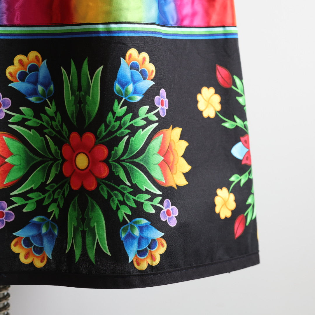 Phoenyx Designs Black & Rainbow Floral Ribbon Skirt
