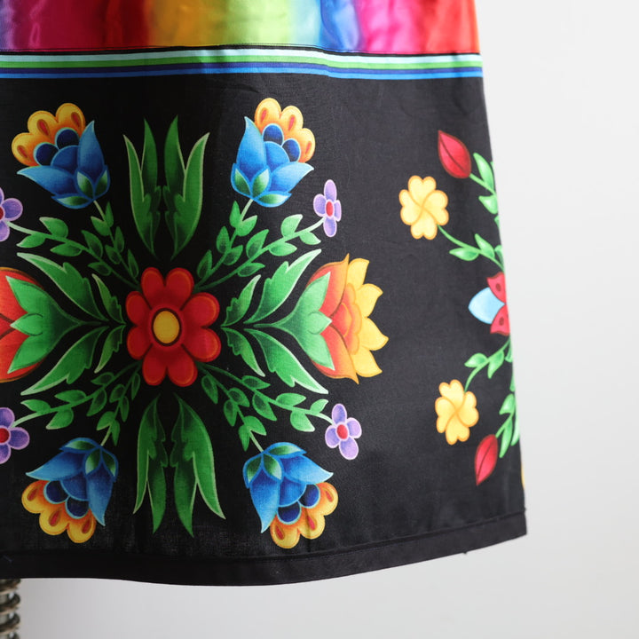 Phoenyx Designs Black & Rainbow Floral Ribbon Skirt
