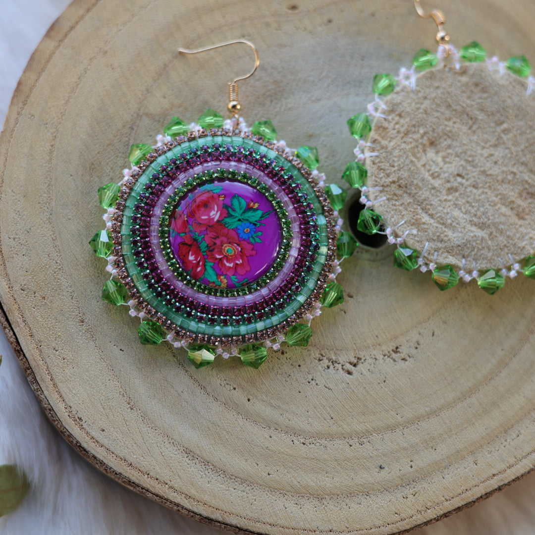 Mercedes G. Kokum Floral Beaded Earrings