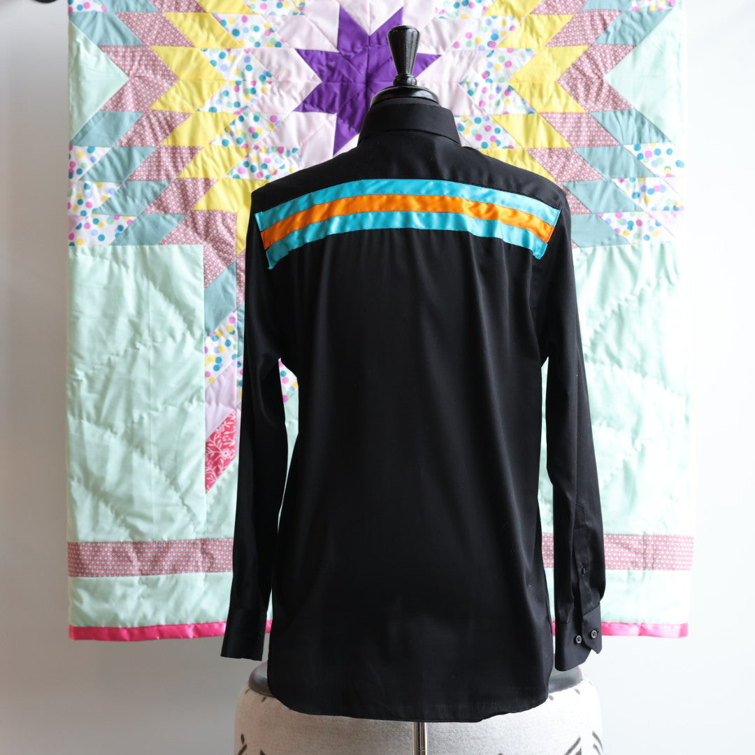 Phoenyx Designs Orange & Turquoise Geometric Ribbon Shirt