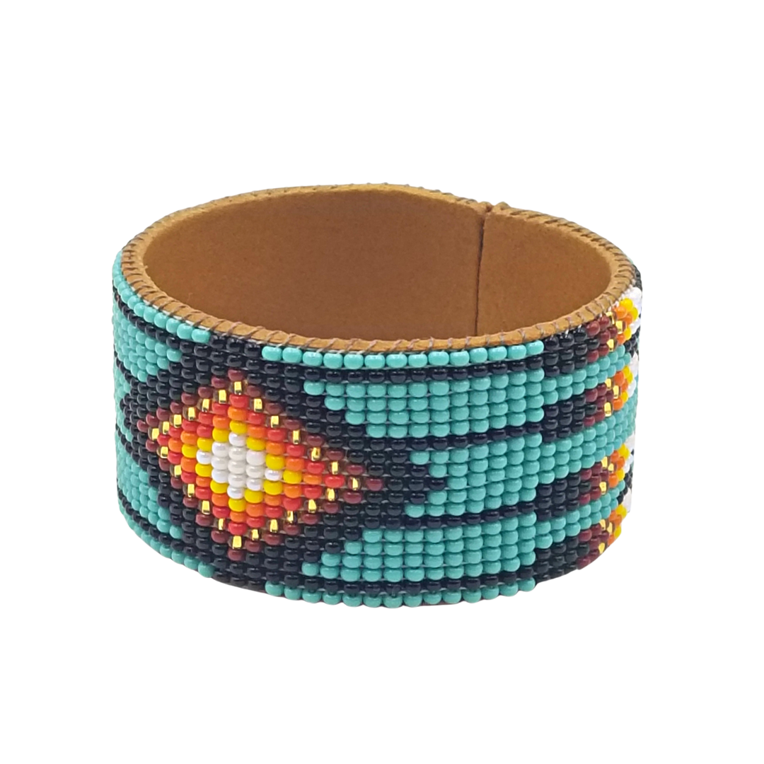 Tribal Roots Medium Beaded Leather Cuffs