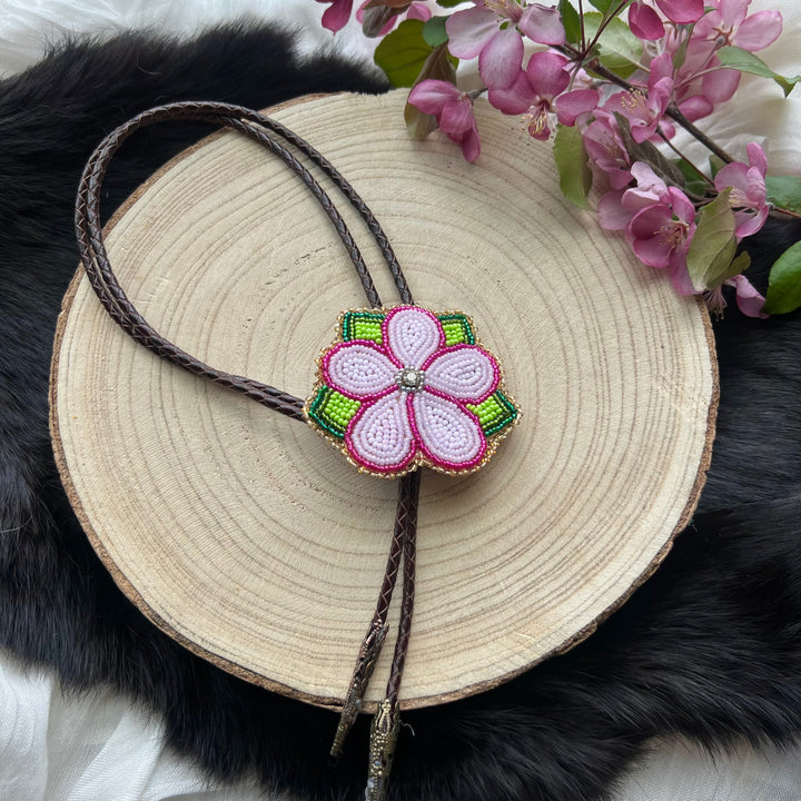 Ironstar Co. 5 Petal Floral Beaded Bolo Tie