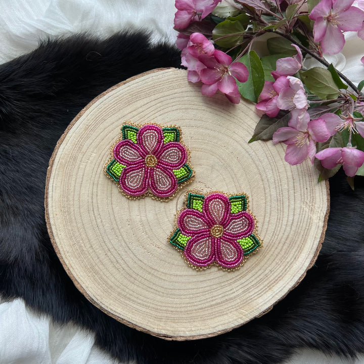 Ironstar Co. 5 Petal Floral Beaded Earrings