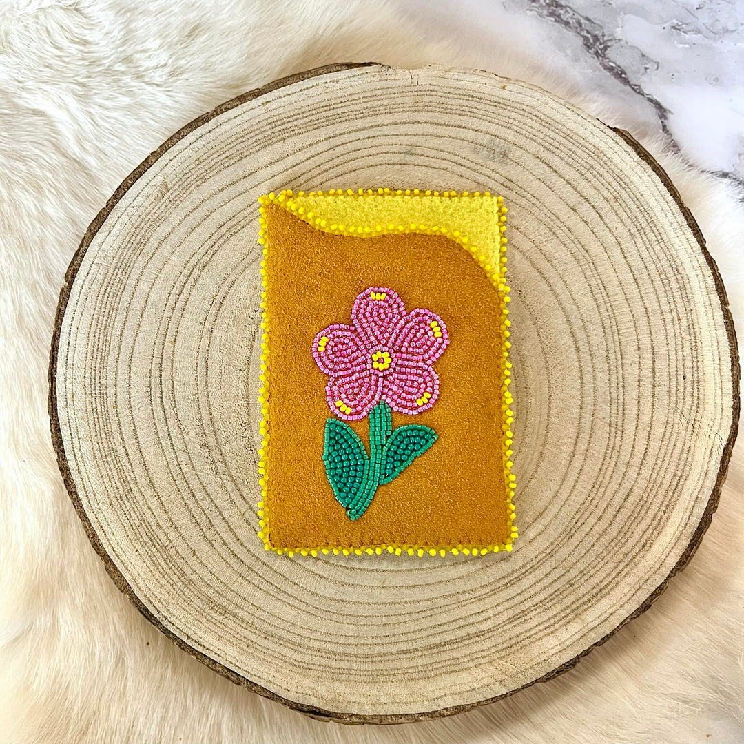 Doris M Beaded Floral Moose Hide Card Holder