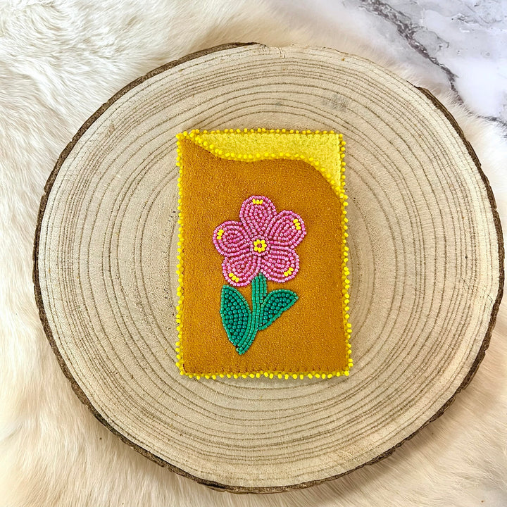 Doris M Beaded Floral Moose Hide Card Holder