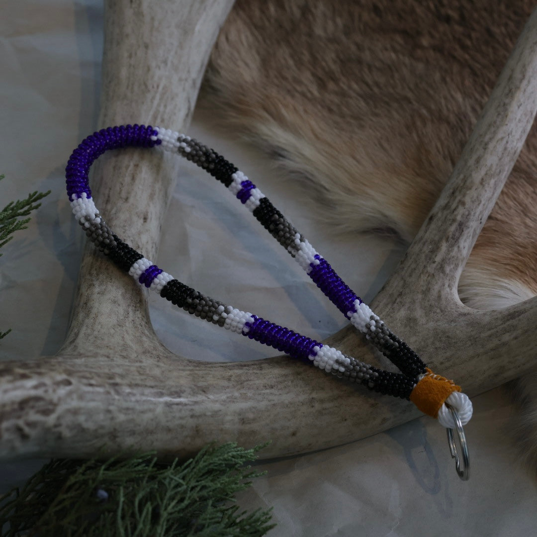 Keegan W. Striped Beaded Wrist Lanyard