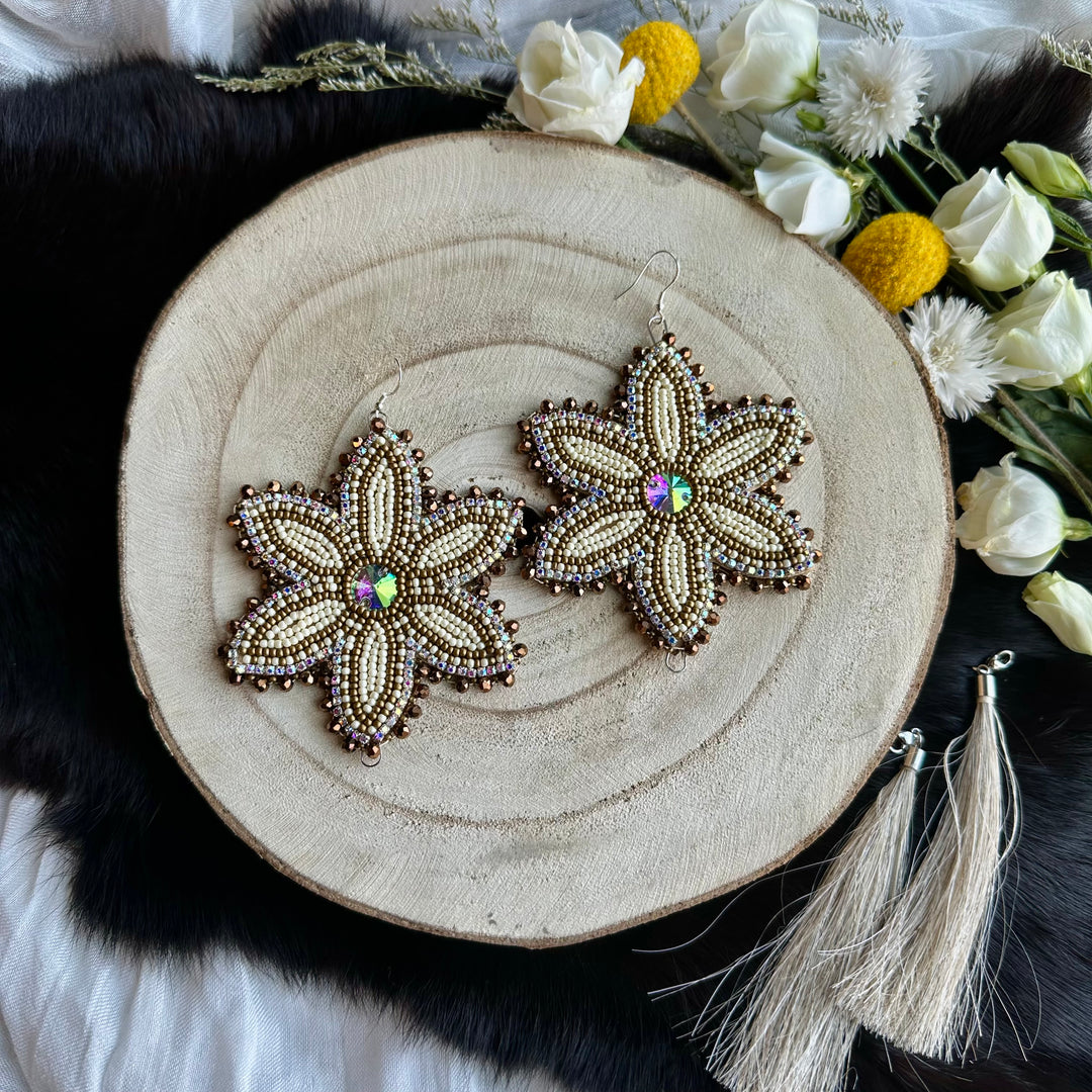 Ironstar Co. 6 Petal Floral Convertible Beaded Earrings