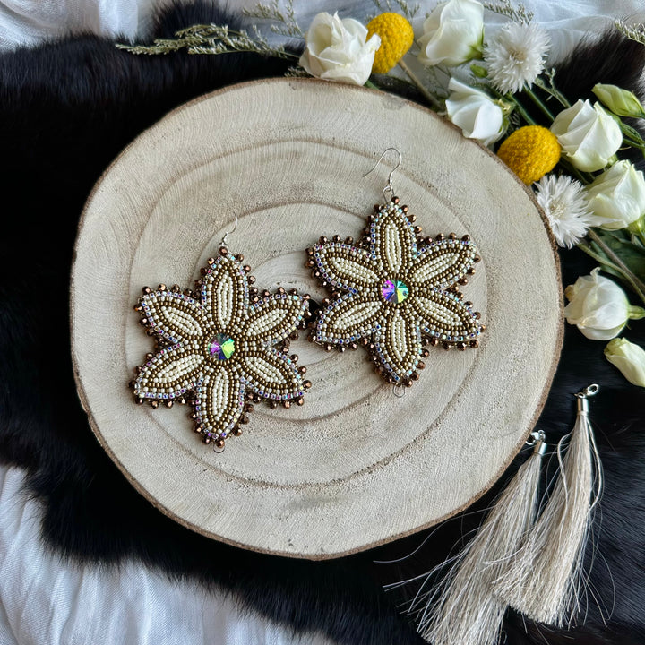 Ironstar Co. 6 Petal Floral Convertible Beaded Earrings