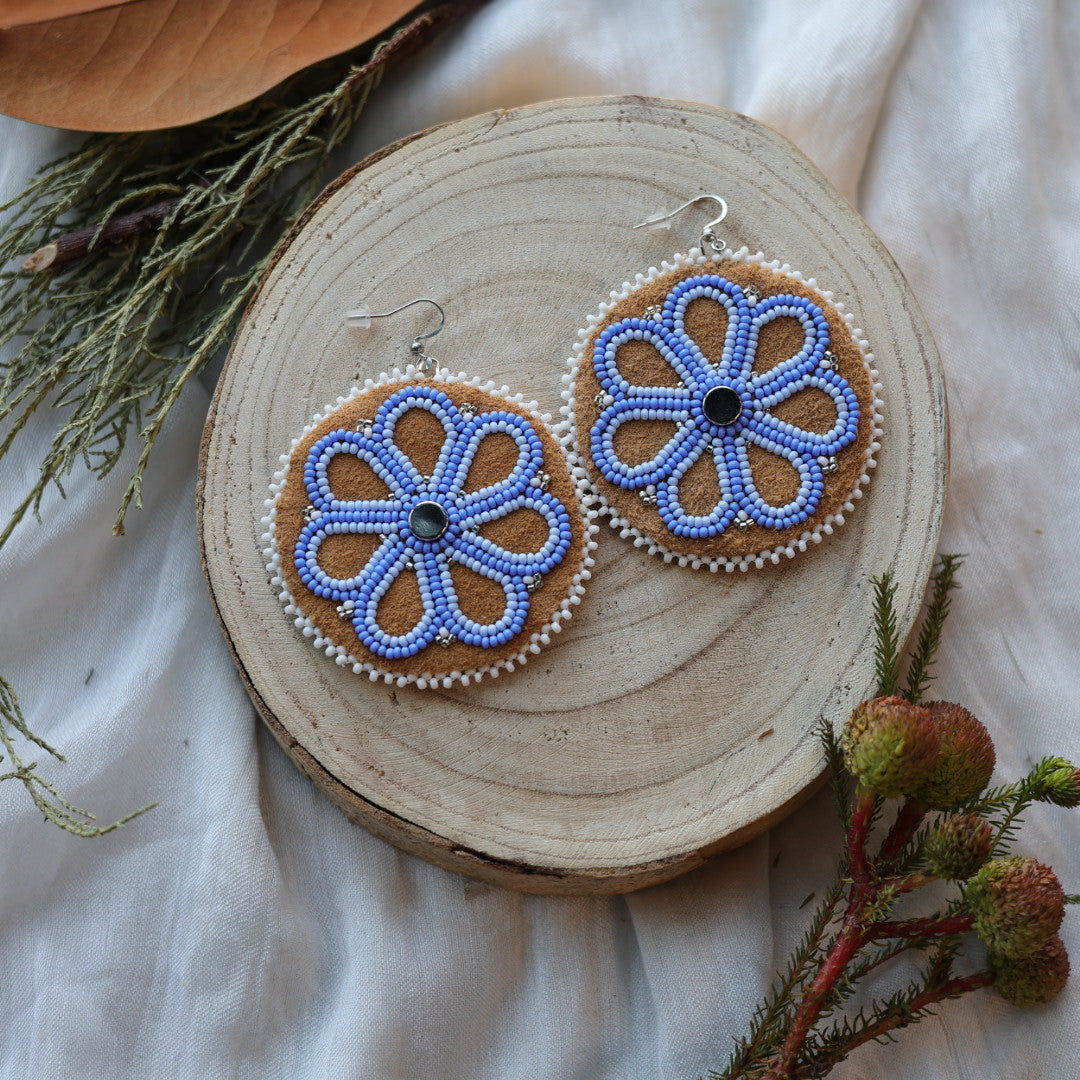 Boreal Forest Beads Floral Beaded Moose Hide Earrings