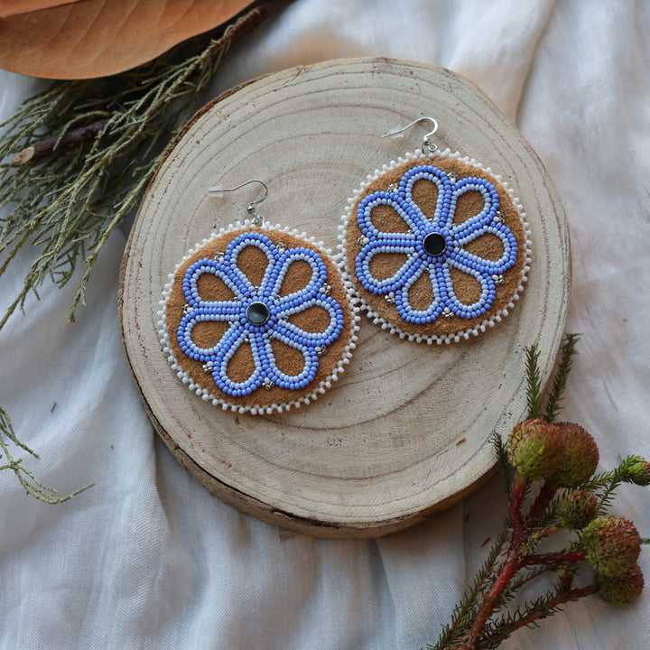 Boreal Forest Beads Floral Beaded Moose Hide Earrings