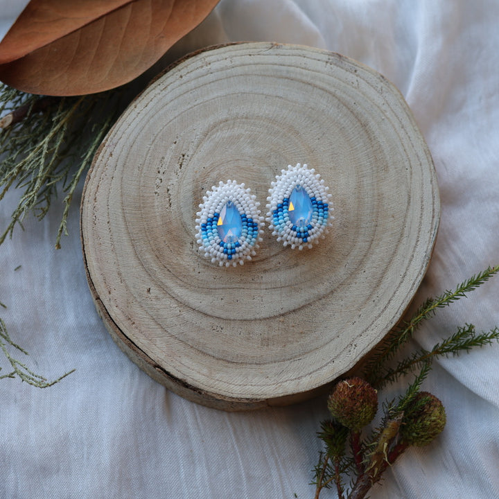 Boreal Forest Beads Gem Teardrop Beaded Earrings