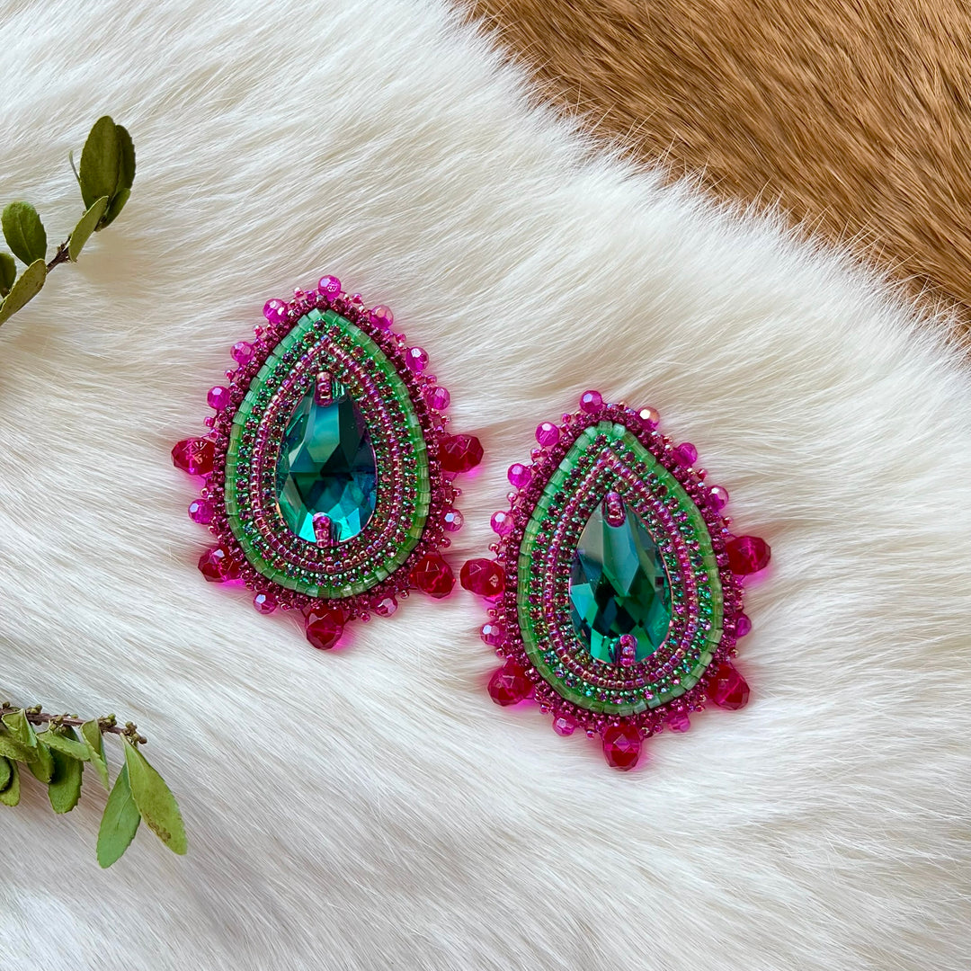 Mercedes G. Teardrop Gem Earrings