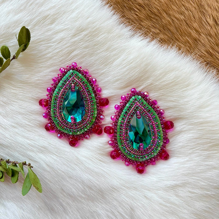 Mercedes G. Teardrop Gem Earrings