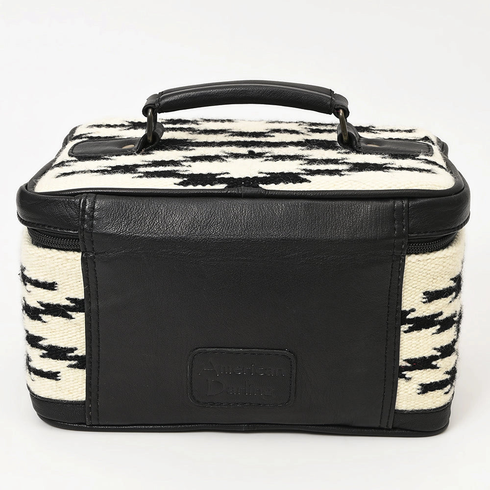 LS Western Black &amp; White Saddle Blanket &amp; Leather Jewelry Case