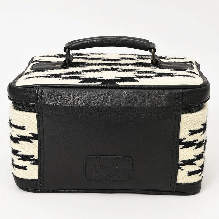 LS Western Black &amp; White Saddle Blanket &amp; Leather Jewelry Case