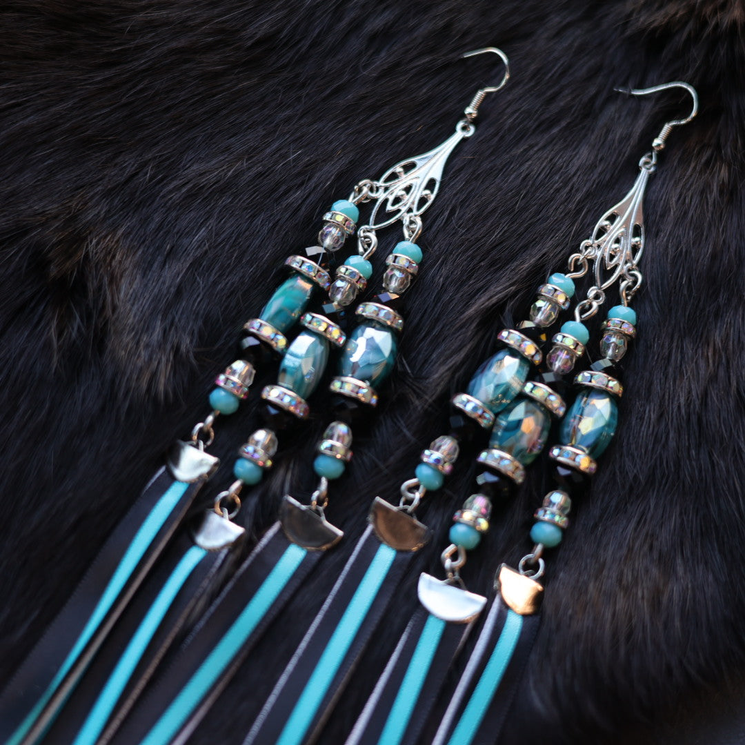 Helen Oro Designs Teal Ribbon Earrings