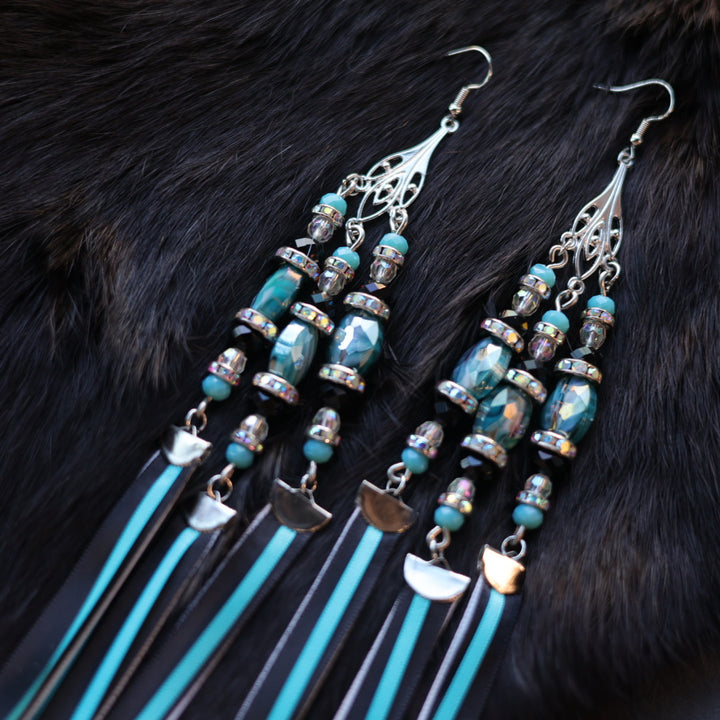 Helen Oro Designs Teal Ribbon Earrings