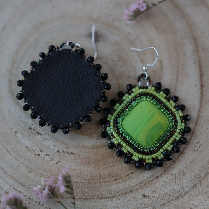 Sweetgrass Woman Creations Electric Green Beaded Earrings