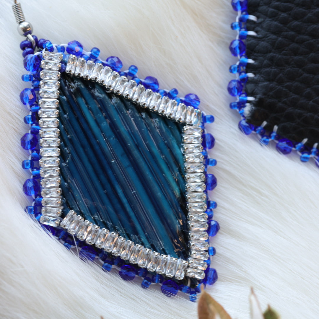 Pieces of Work by Mercedes Porcupine Quill Diamond Drop Earrings