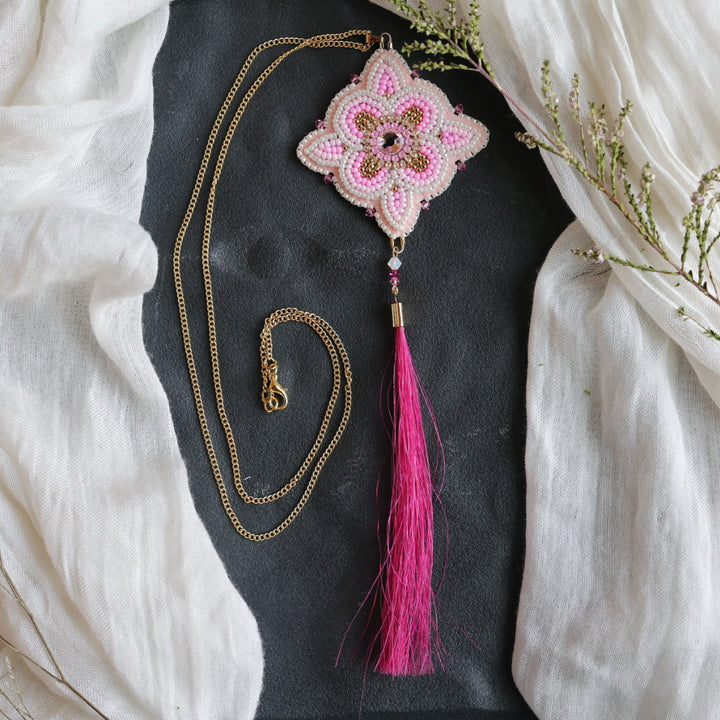 Beth Rose Designs Pink Floral &amp; Horsehair Earrings &amp; Pendant Necklace