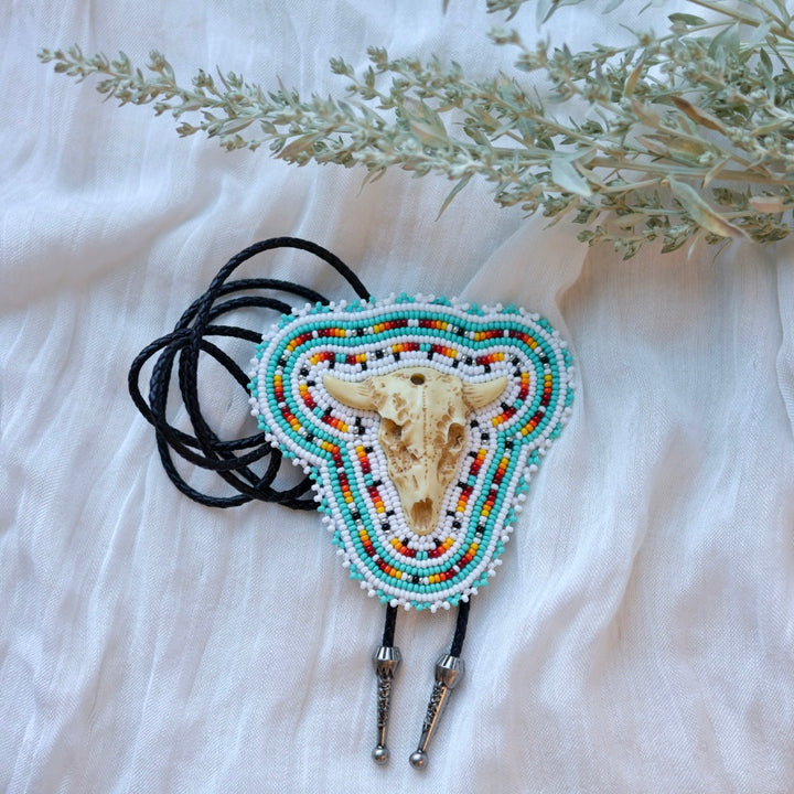 Prairie Beads Beaded Skull Bolo Tie