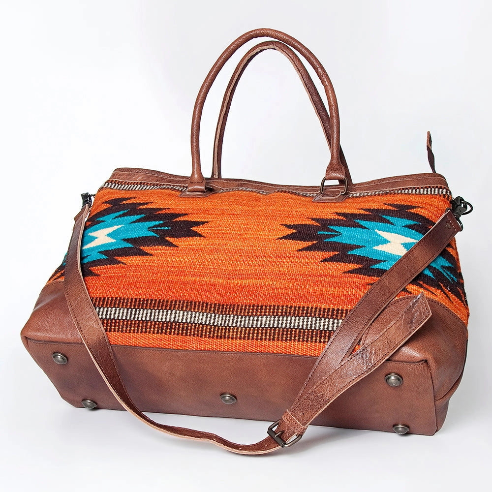 LS Western Grey Wool &amp; Leather Oversized Weekender Tote