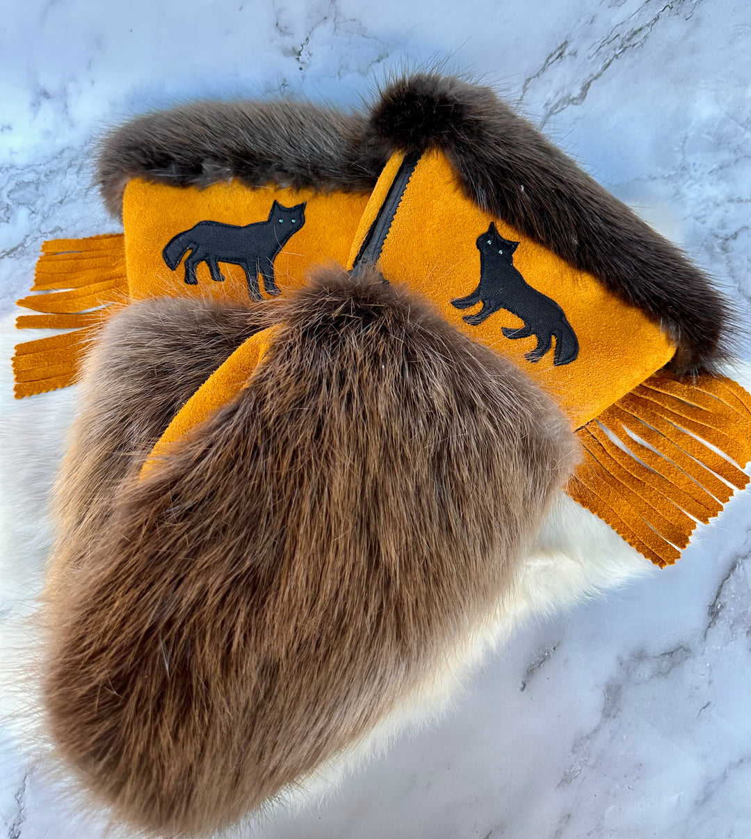 Caroline M. Wolf Moose Hide Gauntlets