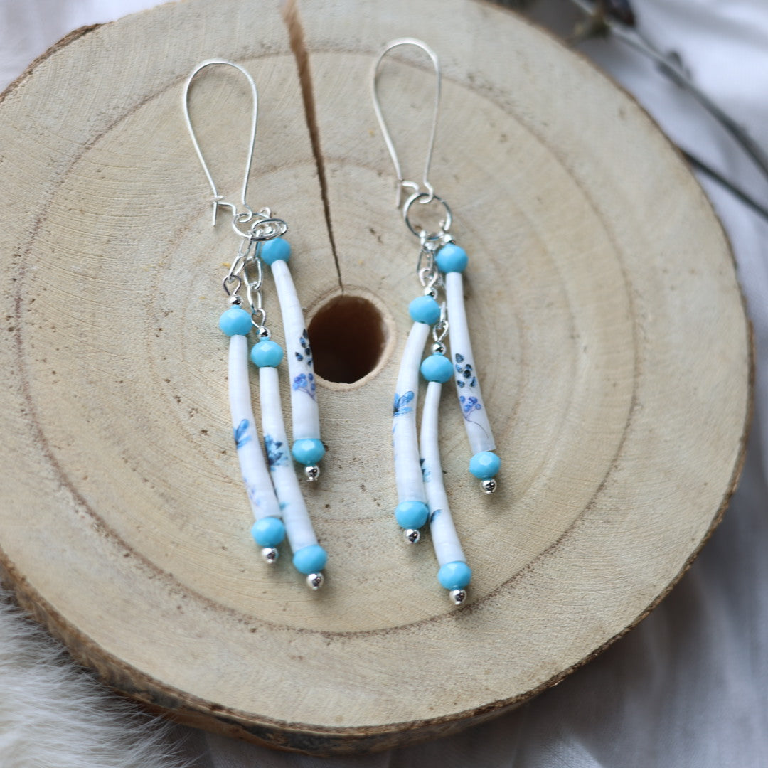 Janet L. Dentalium Fringe Earrings