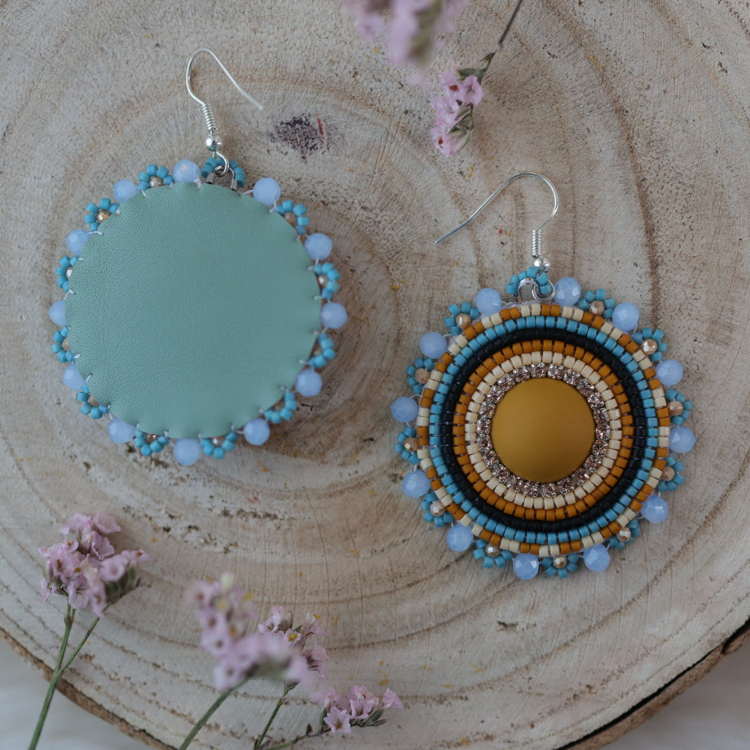 Sweetgrass Woman Creations Mustard Beaded Earrings