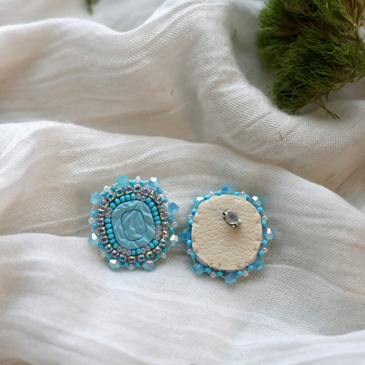 Prairie Beads Sky Blue Beaded Earrings