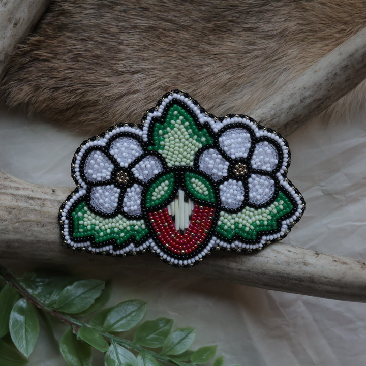 Keegan W. Flowers &amp; Strawberry Beaded Hair Clip