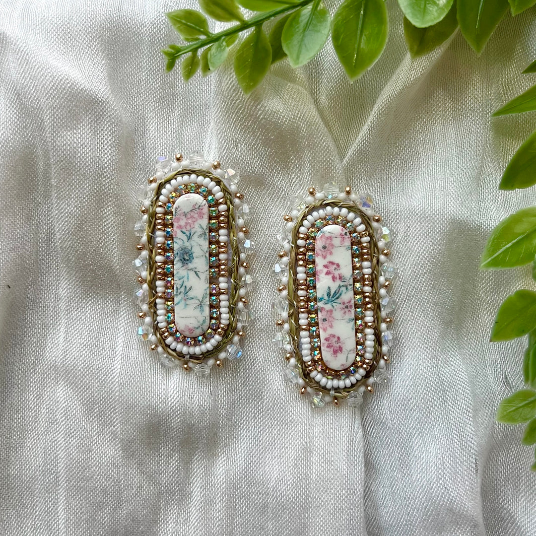 Prairie Beads Floral Sweetgrass Beaded Earrings