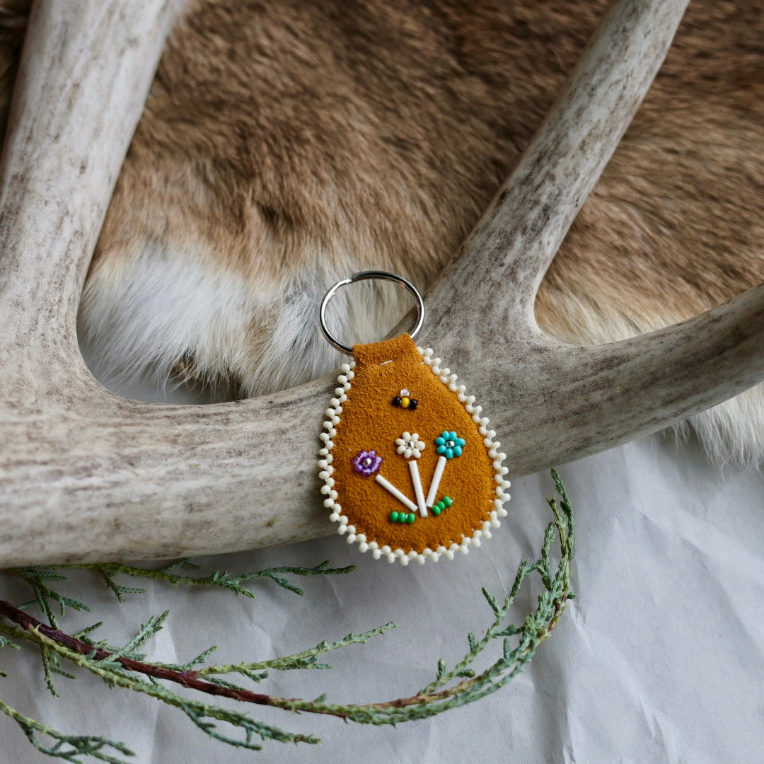 Keegan W. Quill Floral Hide Keychain