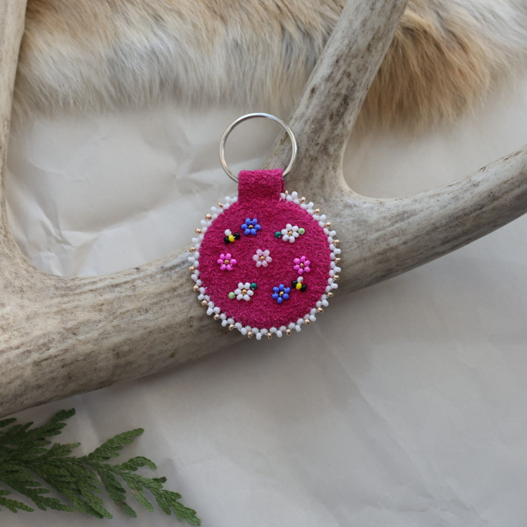 Keegan W. Quill Floral Hide Keychain