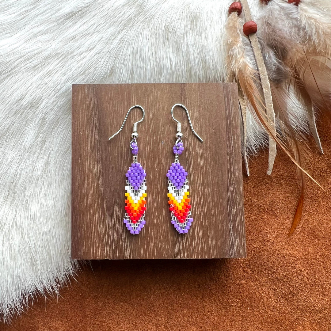 Dorothy B. Mini Peyote Feather Earrings