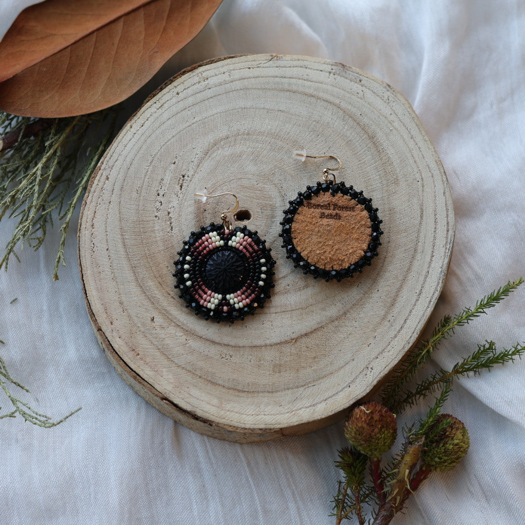 Boreal Forest Beads Beaded Round Earrings