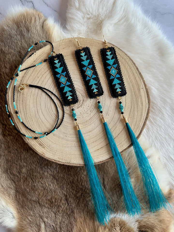 Beth Rose Designs Black & Turquoise Horse Hair Set