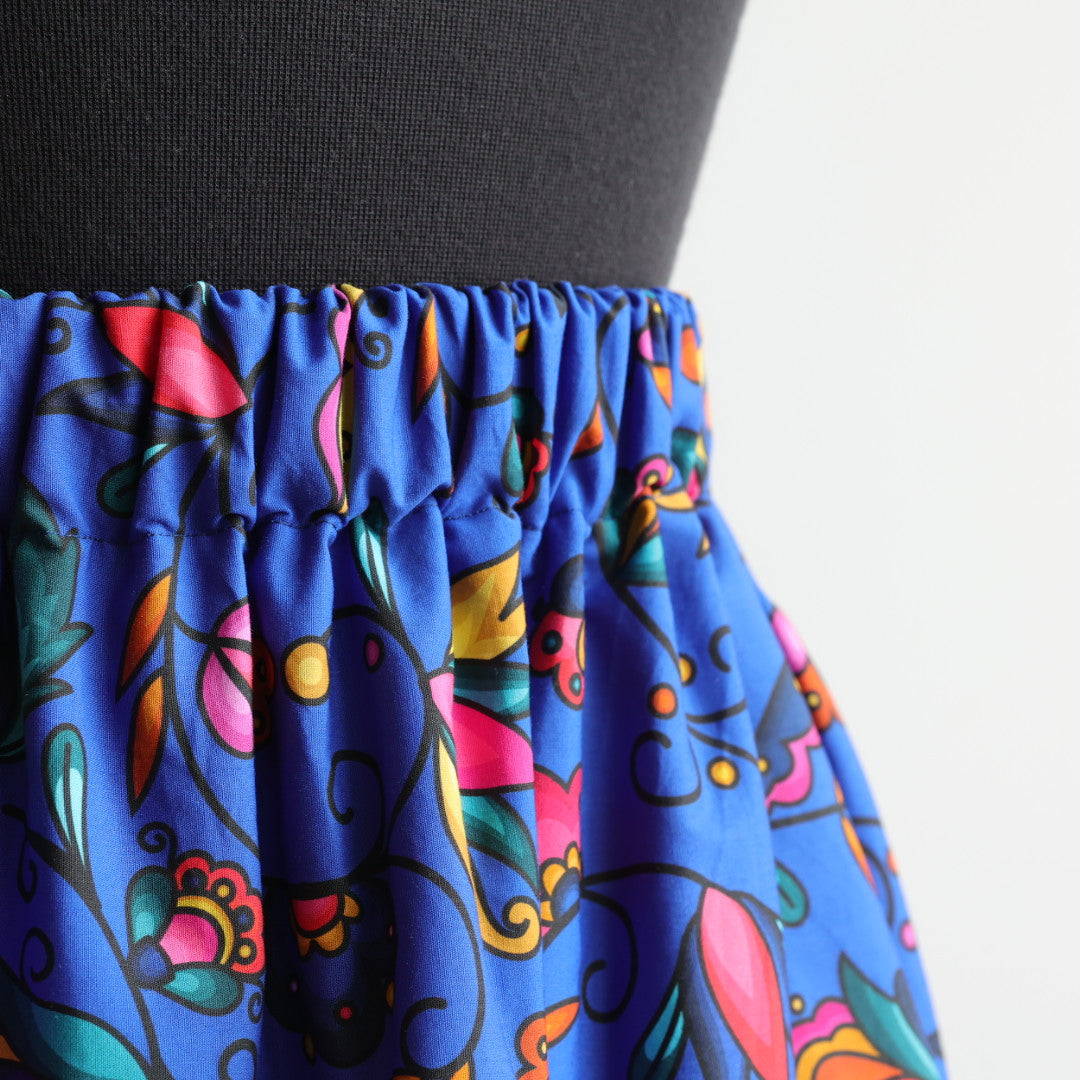 Carol B. Royal Blue Floral Ribbon Skirt